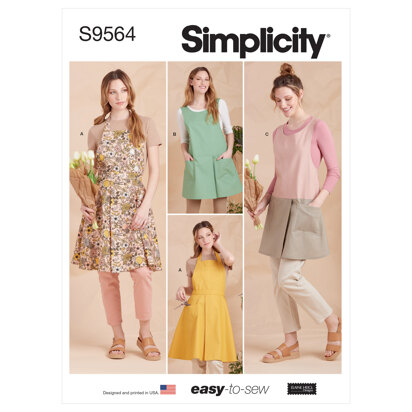 Simplicity Misses' Aprons S9564 - Paper Pattern, Size A (XS-S-M-L-XL)