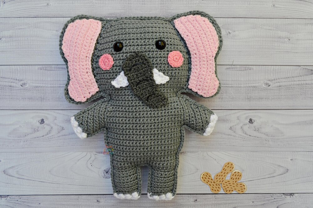 Elephant Kawaii Cuddler Crochet pattern by 3amgracedesigns