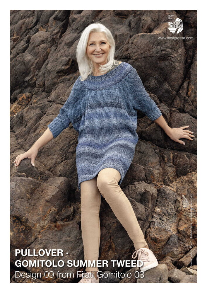Striped Pullover in Lana Grossa Gomitolo Summer Tweed - 09 - Downloadable  PDF