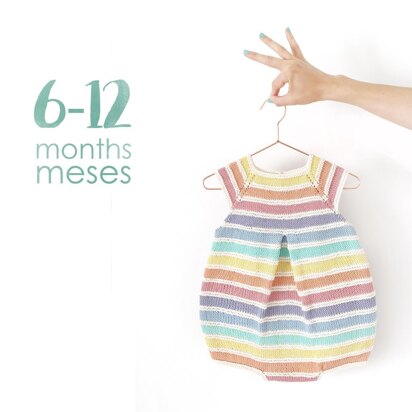 Size 6-12 months - Rainbow Romper PDF Knitting Pattern