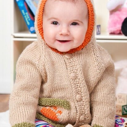 Baby Bear Hoodie in Red Heart Soft Solids - LW2899