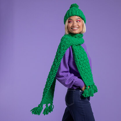 Bright and Bold Set - Free Hat & Scarf Knitting Pattern for Women in Paintbox Yarns Wool Blend Super Chunky