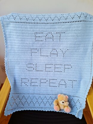 Eat Play Sleep Repeat Filet Blanket