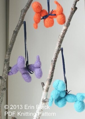 Knit Balloon-Dog Wool Felt Toy Ornament (3.5")