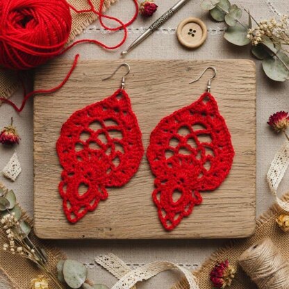 Crochet Leaf Earrings Pdf + Video Tutorial