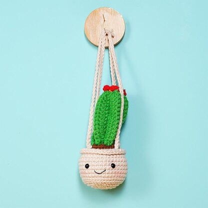 Red Cactus Flower Basket Car Hanging