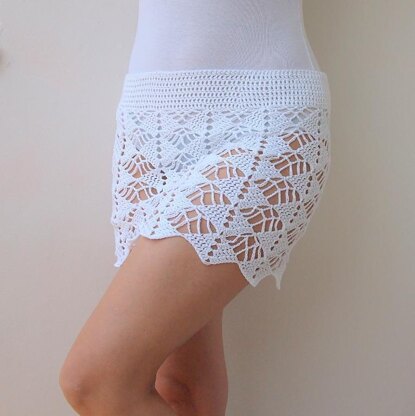 White Crochet Swim Skirt Cover Up