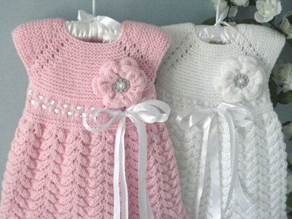 Knitting PATTERN Christening Baby Dress Knitted Baby Dress