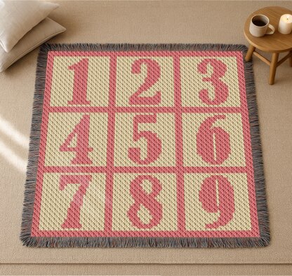 Numbers Blanket C2C CROCHET PATTERN Kids' Room Afghan 1-to-9 Count Throw