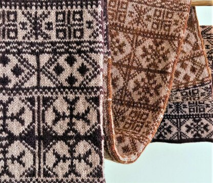 Fair Isle Scarf in Browns and Tan