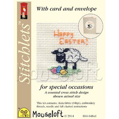 Mouseloft Happy Easter Lamb Card Occasions Stitchlets Kit Cross Stitch Kit - 100 x 125 x 12