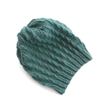 Slouchy Twist Beanie Hat - knitting pattern