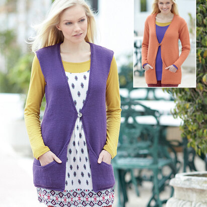 Cardigan & Waistcoat in Sirdar Wash 'n' Wear Double Crepe DK - 7340