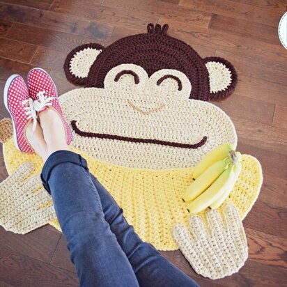 Chip the Chimpanzee Banana Monkey Rug