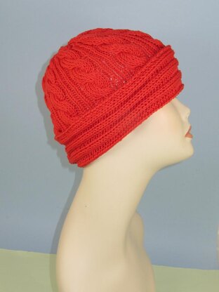 Rib Cuff Cable Beanie Hat