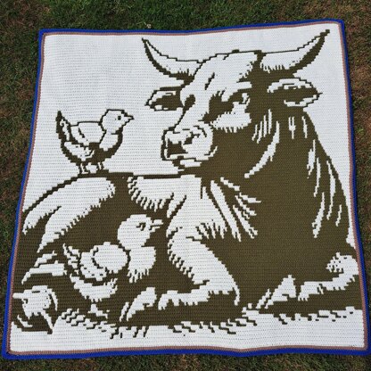 Barnyard Buddies | Cow Chick Mosaic Blanket