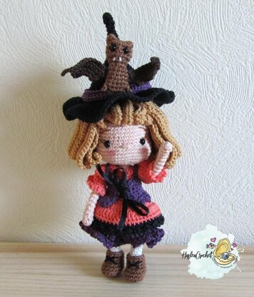 Doll crochet pattern tutorial "Little witch"