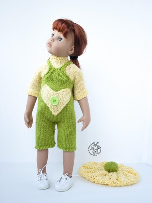 Outfit Lime and lemon for doll 16"-18" knitting flat