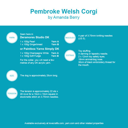 Pembroke Welsh Corgi in Deramores Studio DK - Downloadable PDF