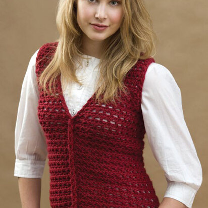 Crochet Loop-Cable Vest in Red Heart Soft - LW1604EN - Downloadable PDF
