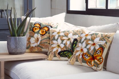 Vervaco Orange Butterfly Cross Stitch Cushion Kit - 40 x 40 cm