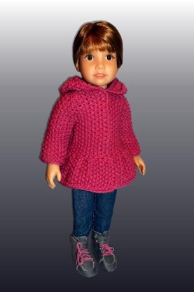 Hooded Jacket for 18" slim dolls including Kidz and Cats (knit)