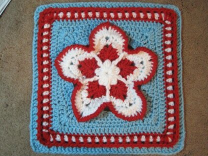 Strawberry Blossom Afghan Square