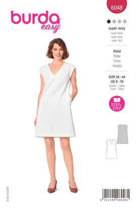Burda Style Misses' Shift Dress with V-Neck B6048 - Paper Pattern, Size 8-18 (34-44)