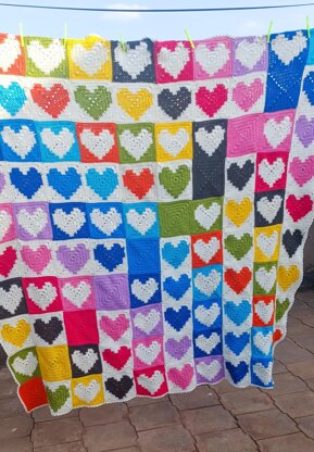 Heartful Hilda Granny Square Blanket