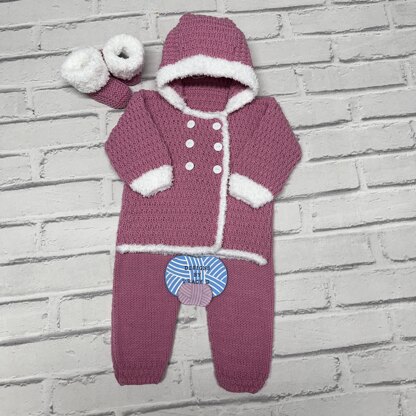 Caoimhe Hooded coat, pants & Booties 3-6mths