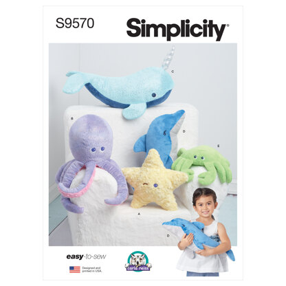 Simplicity Plush Sea Creatures S9570 - Paper Pattern, Size OS (One Size Only)