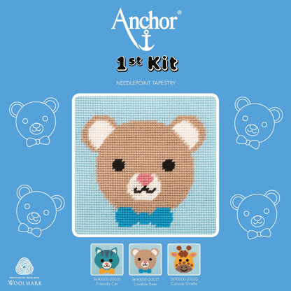 Anchor 1st Kit - Loveable Bear Tapestry Kit - 15cm x 15cm