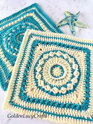 Crochet Square Block Ocean Foam