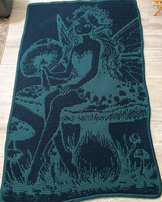 Fungal Fae | Fantasy Fairy Mushroom Overlay Mosaic Crochet Blanket PDF Pattern