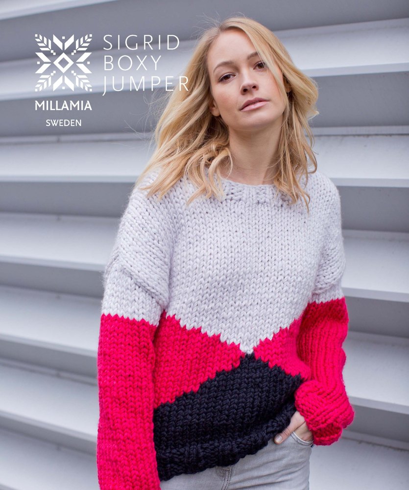 Sigrid Boxy Sweater - Knitting Pattern For Women in MillaMia Naturally Soft  Super Chunky