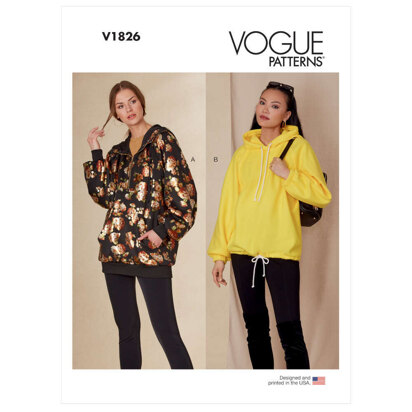 Vogue Misses' Sweatshirts V1826 - Paper Pattern, Size XS-S-M-L-XL-XXL