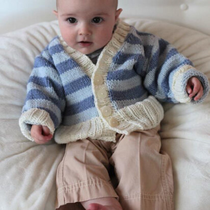 Striped Baby Cardigan in Plymouth Yarn Dandelion - 2251 - Downloadable PDF