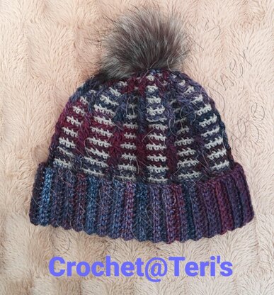 Cable Mosaic Bobble Hat