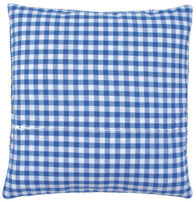 Vervaco Square Cushion Back with Zipper, Blue Check - 45cm x 45cm