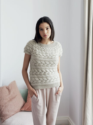 "Ren Top" - Top Knitting Pattern For Women in Debbie Bliss Iris