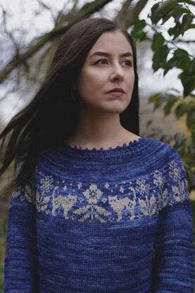 "Night Blooms Sweater by Sachiko Burgin" - Sweater Knitting Pattern For Women in The Yarn Collective