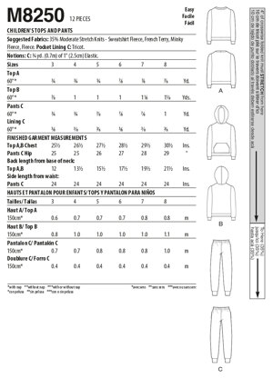 McCall's Children's Tops and Pants M8250 - Paper Pattern, Size 3-4-5-6-7-8