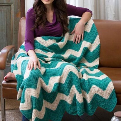 Chic Chevron Throw in Red Heart Soft Solids - LW4411