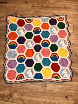 Unicorn Hexipuff blanket