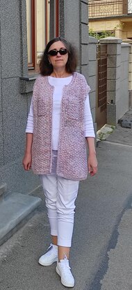 Melange pink Women's Longline GILET Knitting Pattern