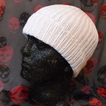 ALL RIB COTTON BEANIE HAT - knitting pattern