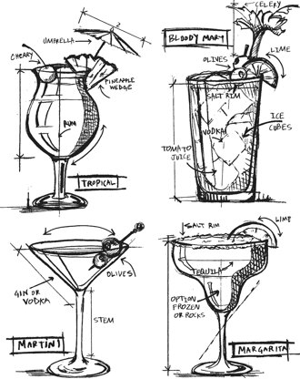 Stampers Anonymous Tim Holtz Cling Stamps 7"X8.5" - Cocktails Blueprint