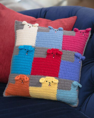 Kittens and Puppies for Sale Pillows in Red Heart with Love Solids - LW4560 - Downloadable PDF