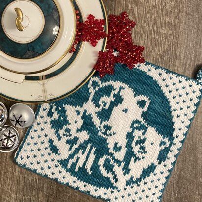 Winter Polar Bears Potholder