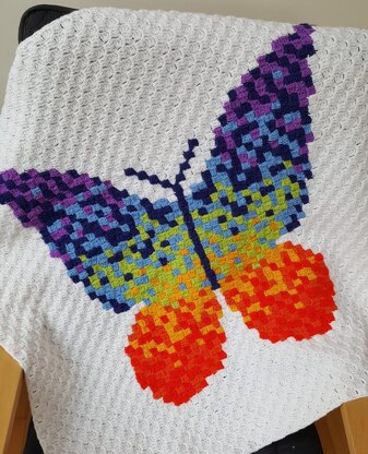 Rainbow Butterfly C2C Blanket